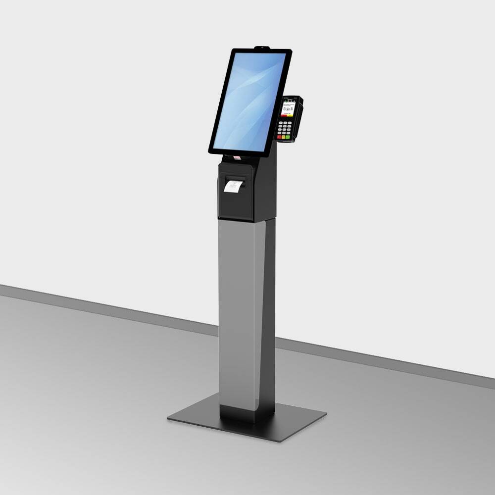 Self Service Terminal & Selbstbedienungsterminal MICHL STAND (16“ - 22 Zoll Touchscreen). Optionen: Kartenlesegerät, Barcodeleser, Bondrucker, Webcam, Unterschriftenpad, u.v.m.
