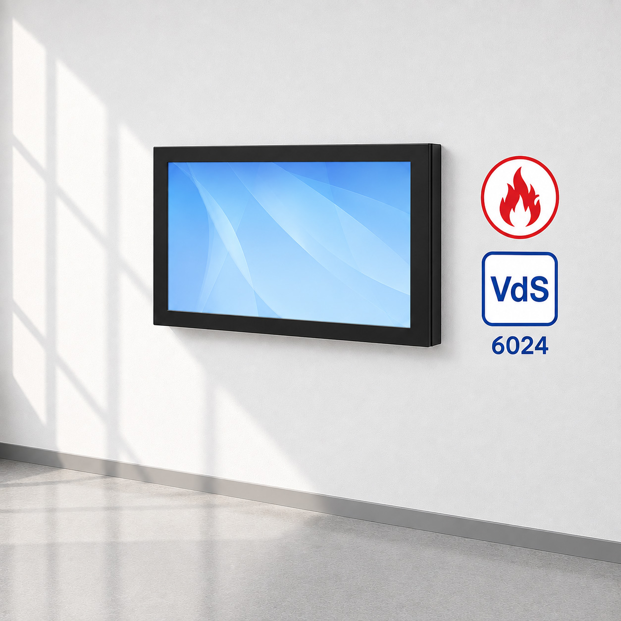 Dani FP (43″/50″/65″) – Wand-Display mit Brandschutzgehäuse