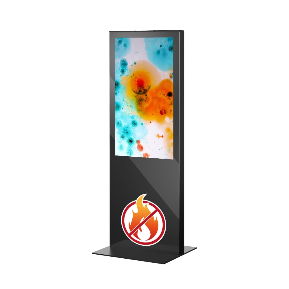 Zertifizierte Brandschutz Digital Signage Info-Stele und Werbe-Stele Lena FP Pro (50 Zoll Display) für Flucht- und Rettungswege.