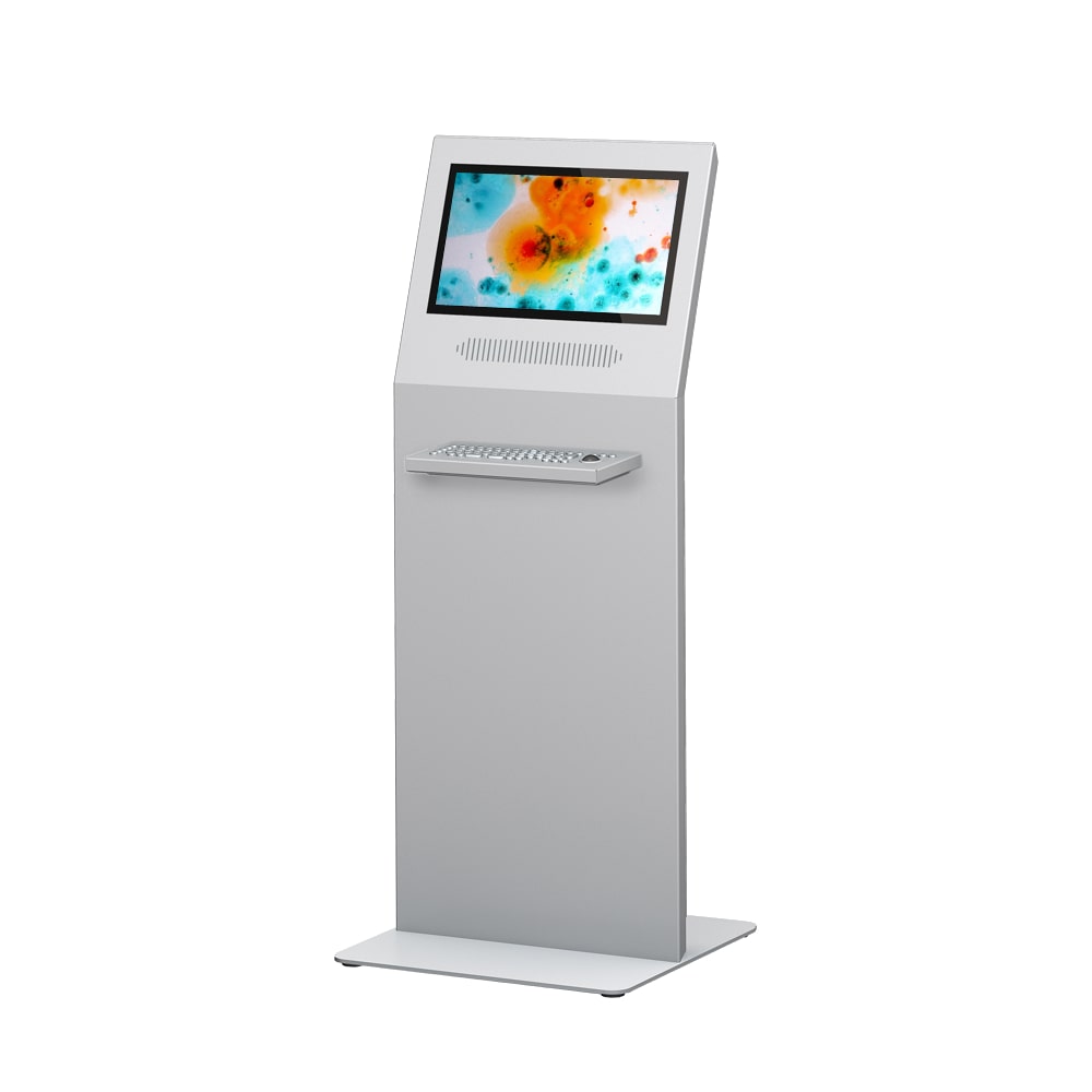 Touch Info Terminal und Kiosksystem Adnan (22 Zoll Display) als Kiosk Terminal mit Touchscreen, Lautsprechern und Tastaturvorbau. (Basismodell)