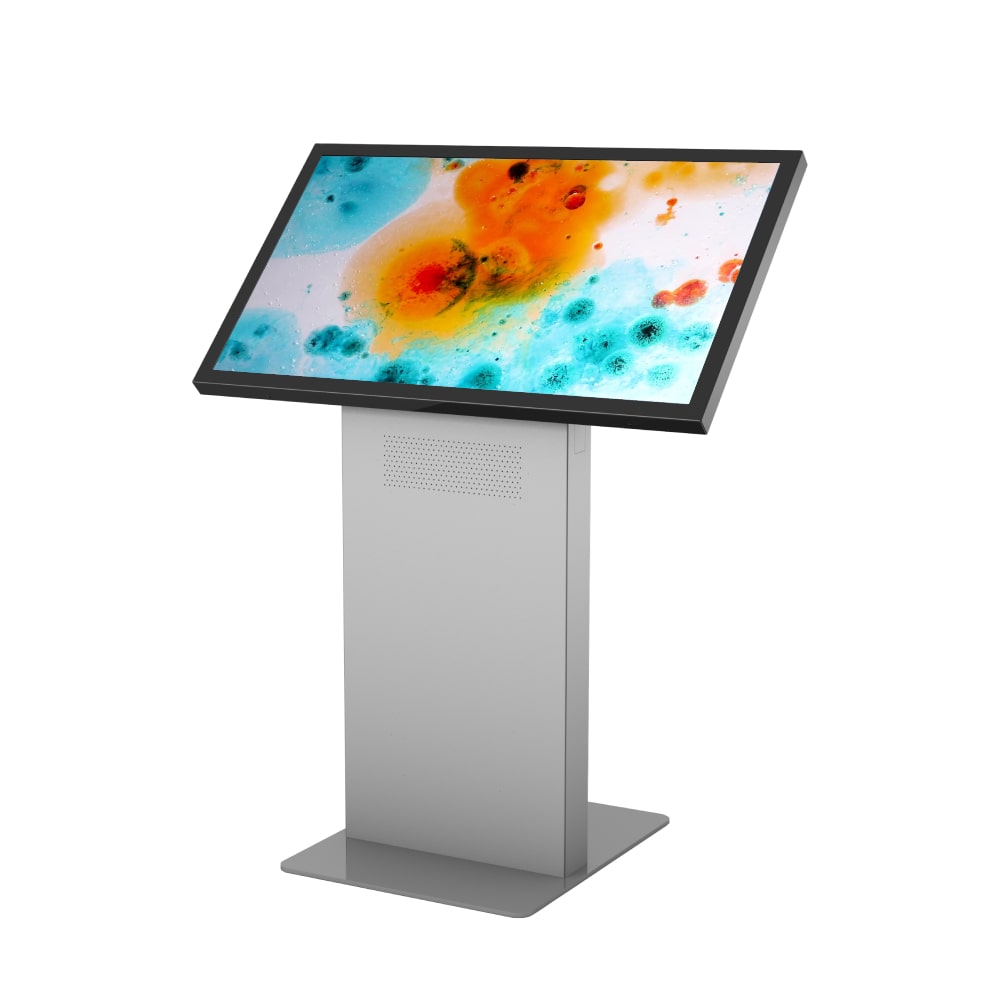 Touchscreen Kiosk Terminal Infopult Jada (43 bis 49 Zoll Display), optional mit Lautsprechern.