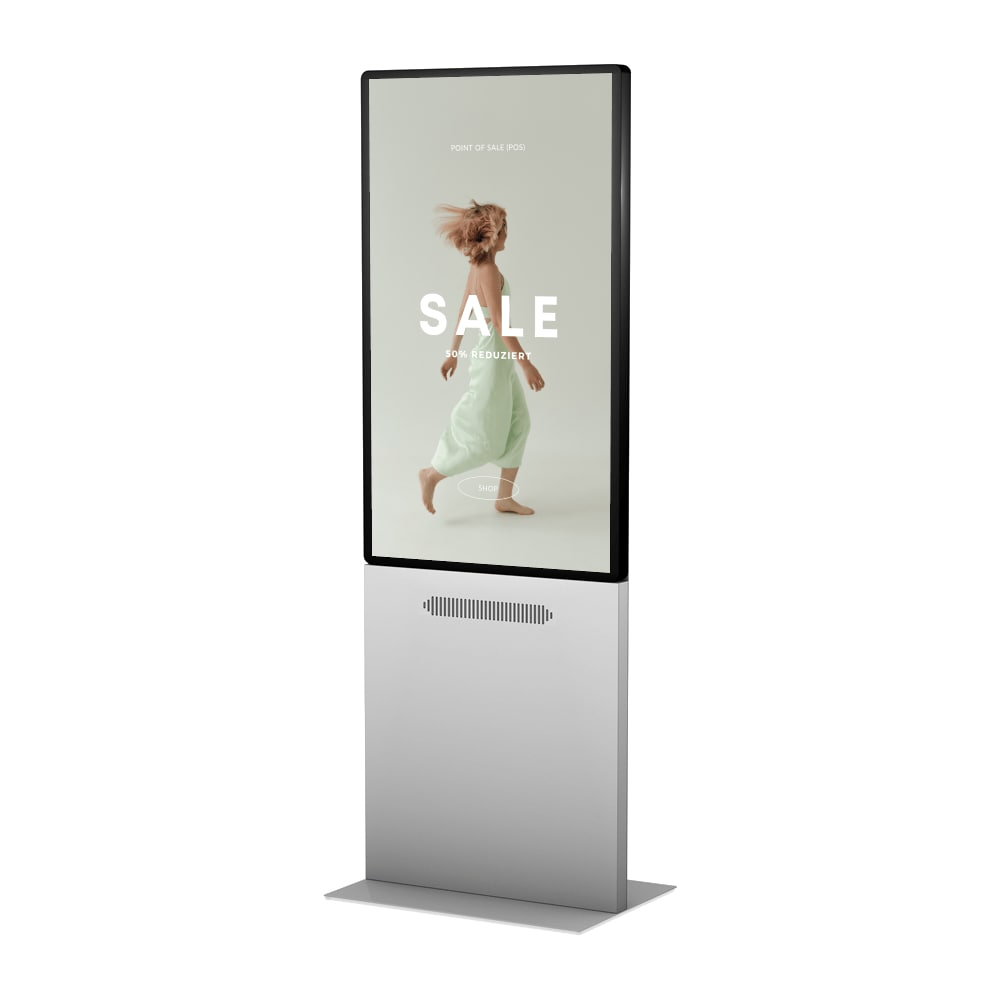 Digital Signage Werbedisplay-Stele als Digitales Schaufenster.
