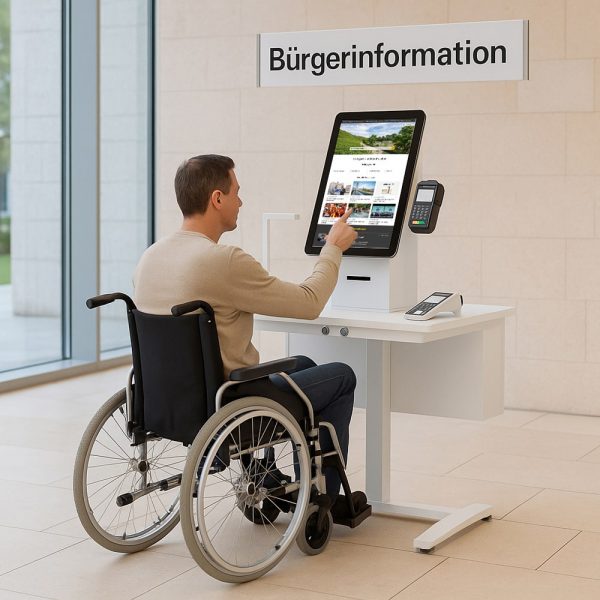 Self Service Kiosk Terminal MICHL (16“ - 22 Zoll Touchscreen) als E-Government Bürgerterminal. Digitale Verwaltung in Kommunen, Städte, Gemeinden, Rathäuser und Behörden.