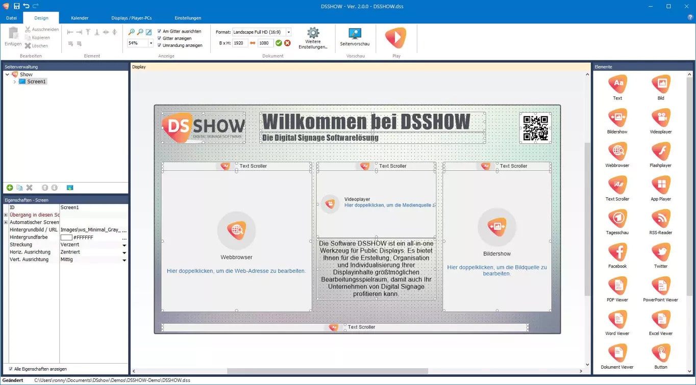 Digital Signage Software DSSHOW - Screen